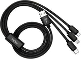 LA' FORTE Premium braided 3 in 1 Charging Cable (Micro, C & Iphone Connectors)